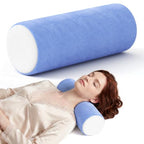 Neck Roll Cervical Pillow for Neck Pain Relief (Blue White / Large - 6.0" H)