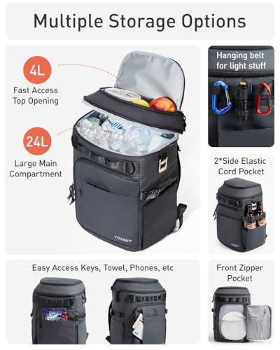 38 Cans Backpack Cooler with 2 Insulated Compartments (Black)