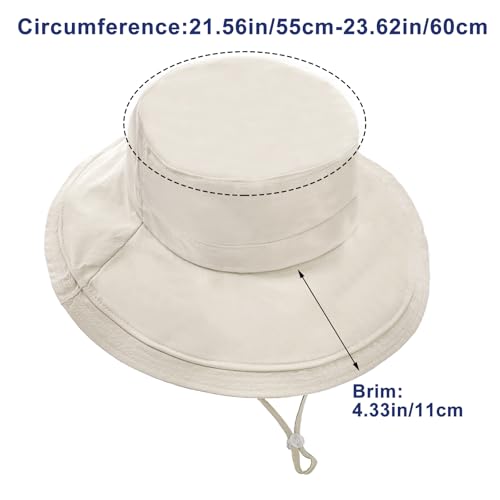 Sun Hats for Women Wide Brim Ponytail UV Protection Beach Hat Packable Waterproof Bucket Hat for Travel Hiking Gardening (Beige)