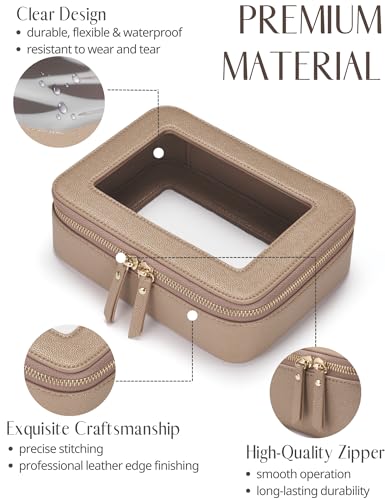 Clear Makeup Bag Travel Cosmetic Case Transparent Toiletry Bag with Zipper (Gold / Medium Moda)