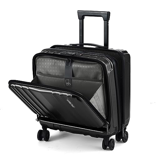 16" Carry on Luggage with 2 Laptop Compartments Airline Approved (Black / 16 Inch)