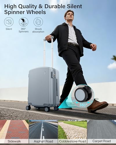 Carry on Luggage Airline Approved 20" Expandable Hardside Suitcase (Grey / 20 Inch EXT)