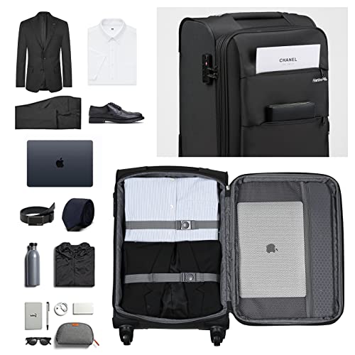 20/24/28 Inch 3 Piece Luggage Set with Spinner Wheels Expandable Luggage Large Suitcases with Wheels Softside Checked Luggage Rolling Suitcase with Lock Lightweight Travel Luggage.(Dark Gray) (Dark Gray / 3-Piece Set (20-Inch, 24-Inch, 28-Inch))
