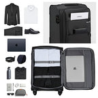 24 Inch Expandable Luggage Large Suitcases with Wheels Softside Checked Luggage Rolling Suitcase with Lock Lightweight Travel Luggage for Men and Women 24 Inch Luggage (Dark Gray / 24 Inch)