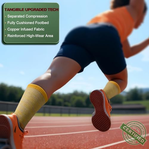 Men 6 Pack Athletic Compression Crew Socks for Running Gym Sports (5-6 / 6pairs-gray Heather 8426)