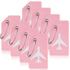 8 Pack Initial Luggage Tags for Suitcases Airplane Travel Essentials (Pink / Plane)