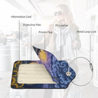 2 Pack Luggage Tags for suitcases Halloween Horror Sunflower TSA Approved Label Luggage Tag Baggage Tag Leather Stainless Steel Loop Label Tag for Men Women Travel Bag Suitcase (Halloween Horror Sunflower)