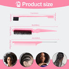 3Pcs Slick Back Hair Brush (Pink)