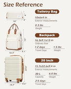 Luggage Sets with Spinner Wheels (3 piece set(BP) / WHITE-BROWN)