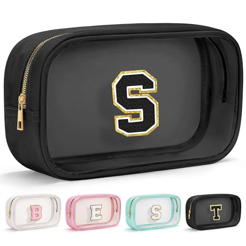 Travel Clear Makeup Bag Toiletry Bag (Large-Black / S)