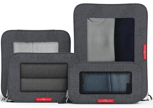 Premium Compression Packing Cubes for Travel (Black / 4 pack)