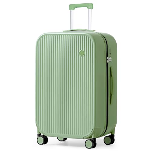 24 Inch Checked Luggage PC Hardshell Suitcases with Wheels for Travel Woman Men (Avocado Green TSA2 / 24-inch)