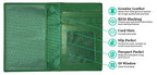 Personalized Monogrammed Emerald Green Leather RFID Passport Wallet (Emerald Green / Minimalist)