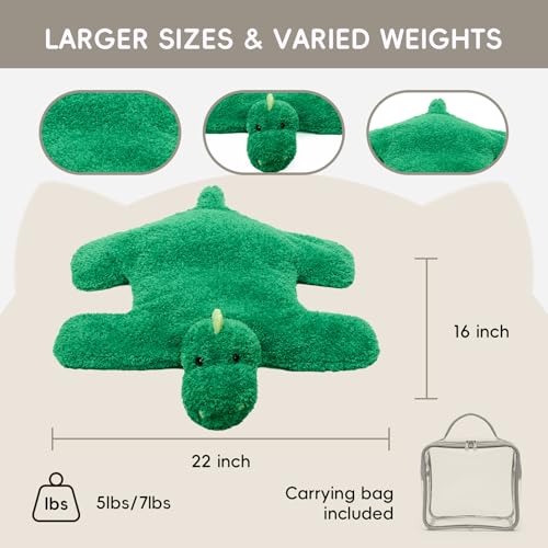 Weighted Lap Pad for Kids 7 lbs (56-green Dinosaur Pattern / 22" x 16" | 7lbs)