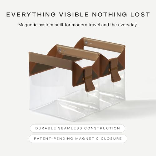 Parcel Clear Travel Kit with Zipperless Magnetic Closure (Chestnut / Large)