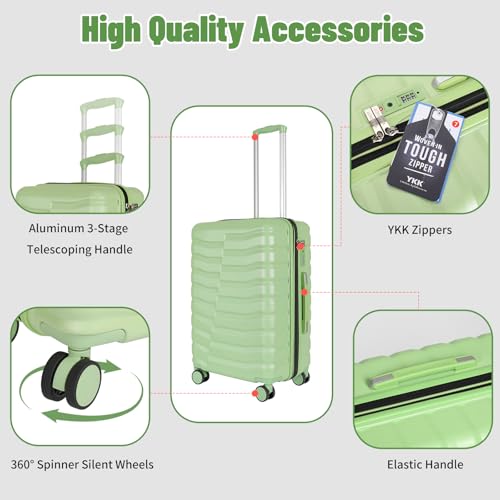 5 Piece Hardshell Luggage Sets (20in/24in/28in (5-Piece with Backpack Set) / Avocado Green)