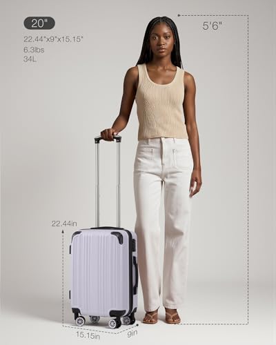 Luggage Lightweight and Durable Hardshell (white grid new / S(20in))