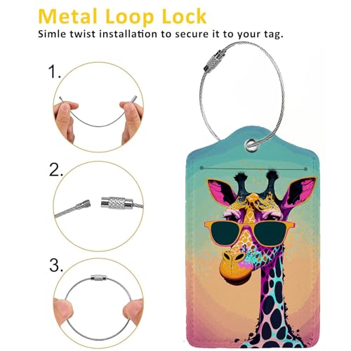 Funny Gunglasses Giraffe Luggage Tag Personalized Luggage Tags for Suitcases (Funny Gunglasses Giraffe)