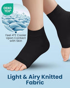 Ankle Compression Sleeve with Cooling Effect (Arctic Black / 20-30mmHg / 1 Pair / Large)