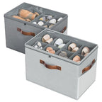 2 Pack Shoe Organizer for Closet (Light Gray + Green Gray)