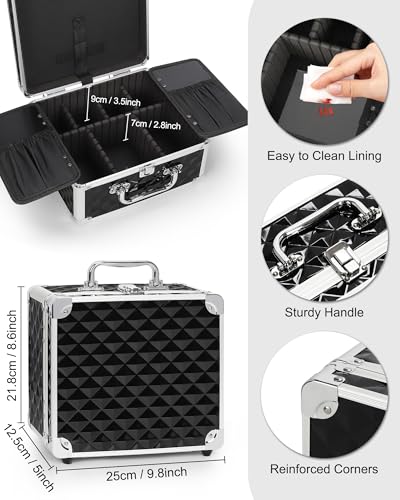 Makeup Bag with LED Mirror (Black Quilted / Small)