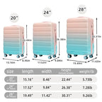 3 Piece Luggage Sets (Pink+Blue)