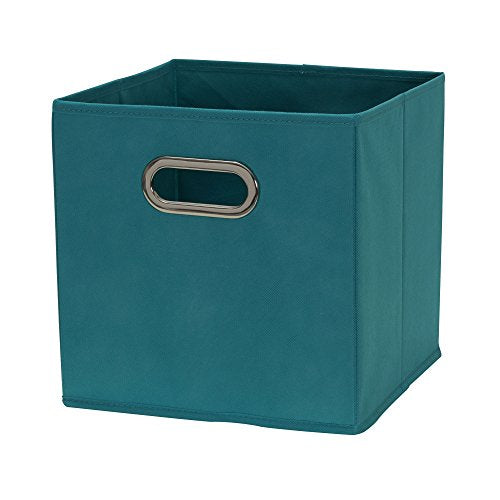 Fabric Storage Bins in Strong Poly‑Woven Fabric (Teal / 11” L x 11” W x 11” H)