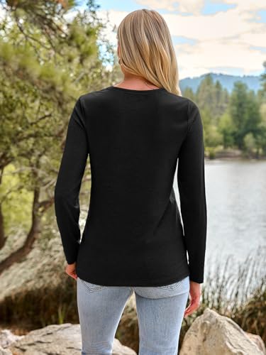 Long Sleeve Shirts for Women Workout Tops Dressy Casual Tops (X-Large / 01black)