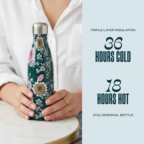 Stainless Steel Water Bottle (Midnight Botanical / 17 Ounces)