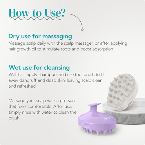 2 Pack Large Scalp Massager Scrubber Shampoo Brush for Hair Growth (Light Beige & Purple)