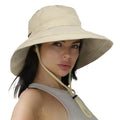 Womens Sun Hat with Ponytail Hole Cotton Shapeable Wide Brim (Medium-Large / 02light Khaki)