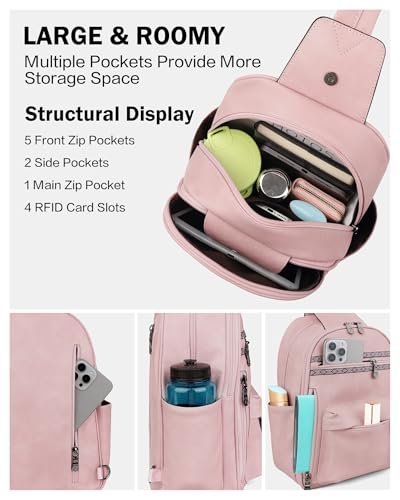 Large Sling Bag for Women (Pink Retro Style)
