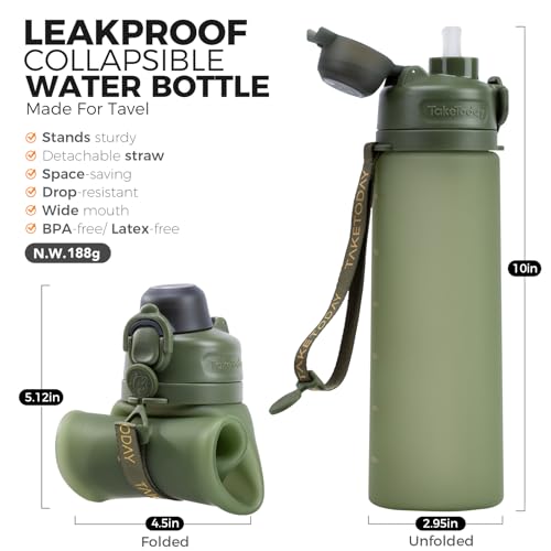 Collapsible Water Bottles with Straw for Travel (Jungle)