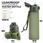 Collapsible Water Bottles with Straw for Travel (Jungle)
