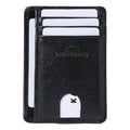 LEATHER Handcrafted Front Pocket Credit Card Holder with RIFD Blocking (Jet Black)