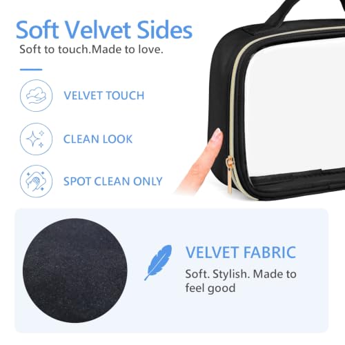 Clear Makeup Bag Travel (03 Black / TSA Specialist (3-Pack Medium))