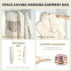 2 Packs Space Saving Garment Bag with Self Compression Zipper (Large-2Pcs)