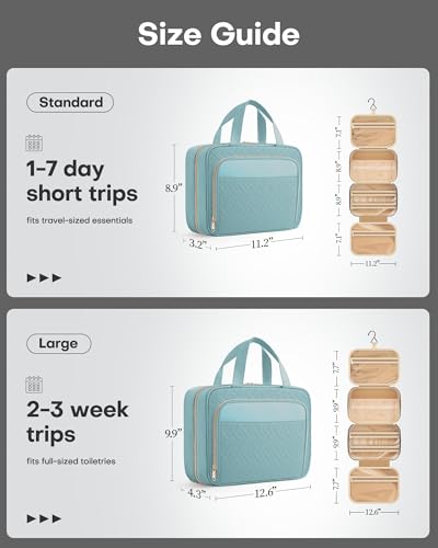 Hanging Travel Toiletry Bag Women Men (Light Blue / Medium)