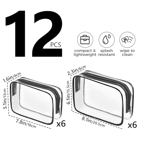 Clear Makeup Bag (12 Packs Black)