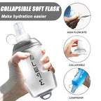 200ml/350ml/500ml Collapsible Soft Flask,BPA Free Folding Soft Water Bottle with Hanging Ring,Lightweight TPU Hydration Flask for Running Marathon Cycling Hiking (Grey-500ml*2)