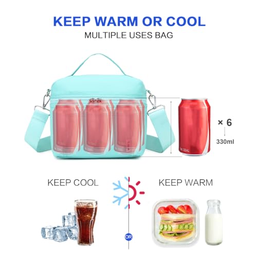 NOL Insulated Lunch Bags for Women Cooler Bag Lightweight Nylon Waterproof Lunch Box for Work Cyan Small 4L (Cyan / Small (4 Liters))
