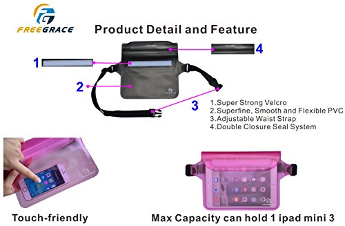 Waterproof Pouch with Waist Strap (Pink & Case)