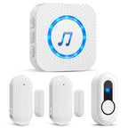Wireless Door Bell Chimes with 1 Plug (1 Receivers, 1 Button,2 Door Chime)