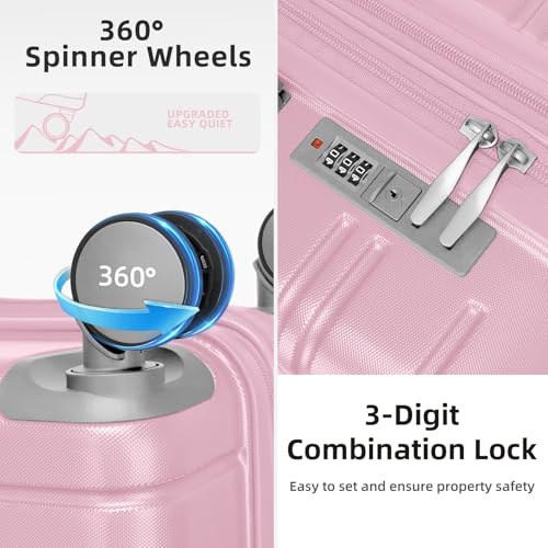 Luggage Sets 6 Piece (Pink / 6 Piece Set (18/20/24/28/DB/TB))