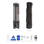 Portable Travel Tripod (with Center Column, Max Load 15kg)