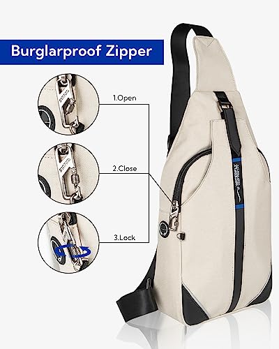 Medium Crossbody Sling Backpack Anti Theft Backpack for Traveling Chest Shoulder Bag (White(medium))