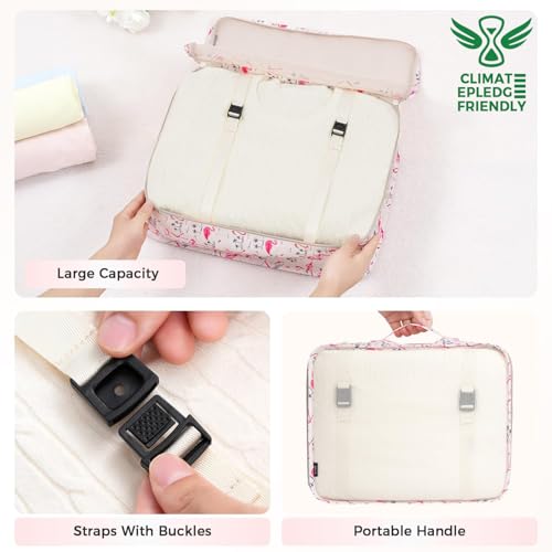 8 Set Packing Cubes Luggage Packing Organizers for Travel Accessories (Pink Flamingo / 8 Set)