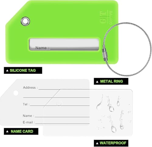 8 Pack Initial Luggage Tags for Suitcases Airplane Travel Essentials (Green / Letter Z)