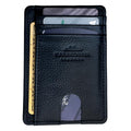 LEATHER Handcrafted Front Pocket Credit Card Holder with RIFD Blocking (Midnight Black)