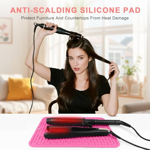Oversize Silicone Heat Resistant Mat for Hair Tools (Hotpink)